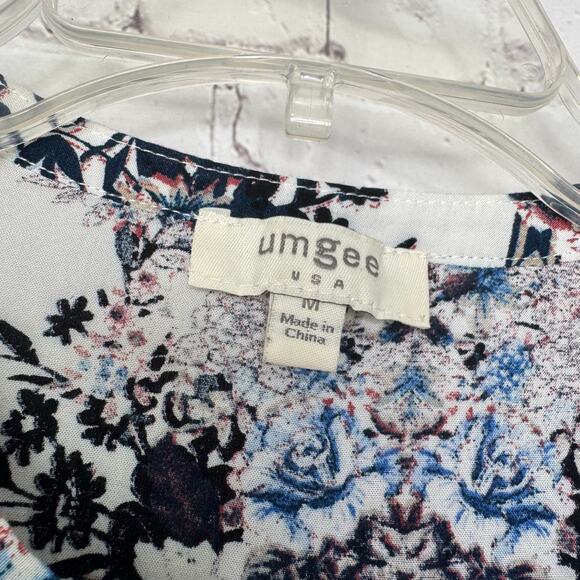 Umgee Wms M Multicolored Floral Geometric Trapeze Mini Dress Boho Hippie - Picture 3 of 9